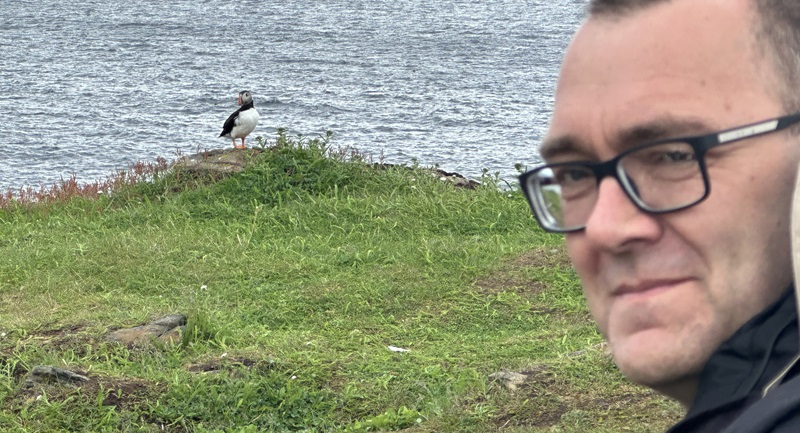 Darren and a puffin