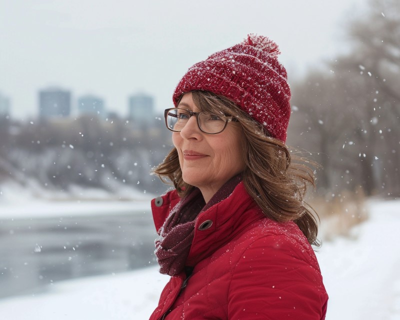 walking along the Red River in Winnipeg