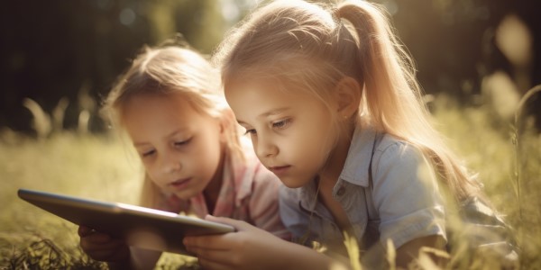 Digital Storytelling Tools - two girls using an ipad
