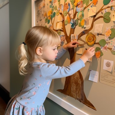preschooler making a family tree